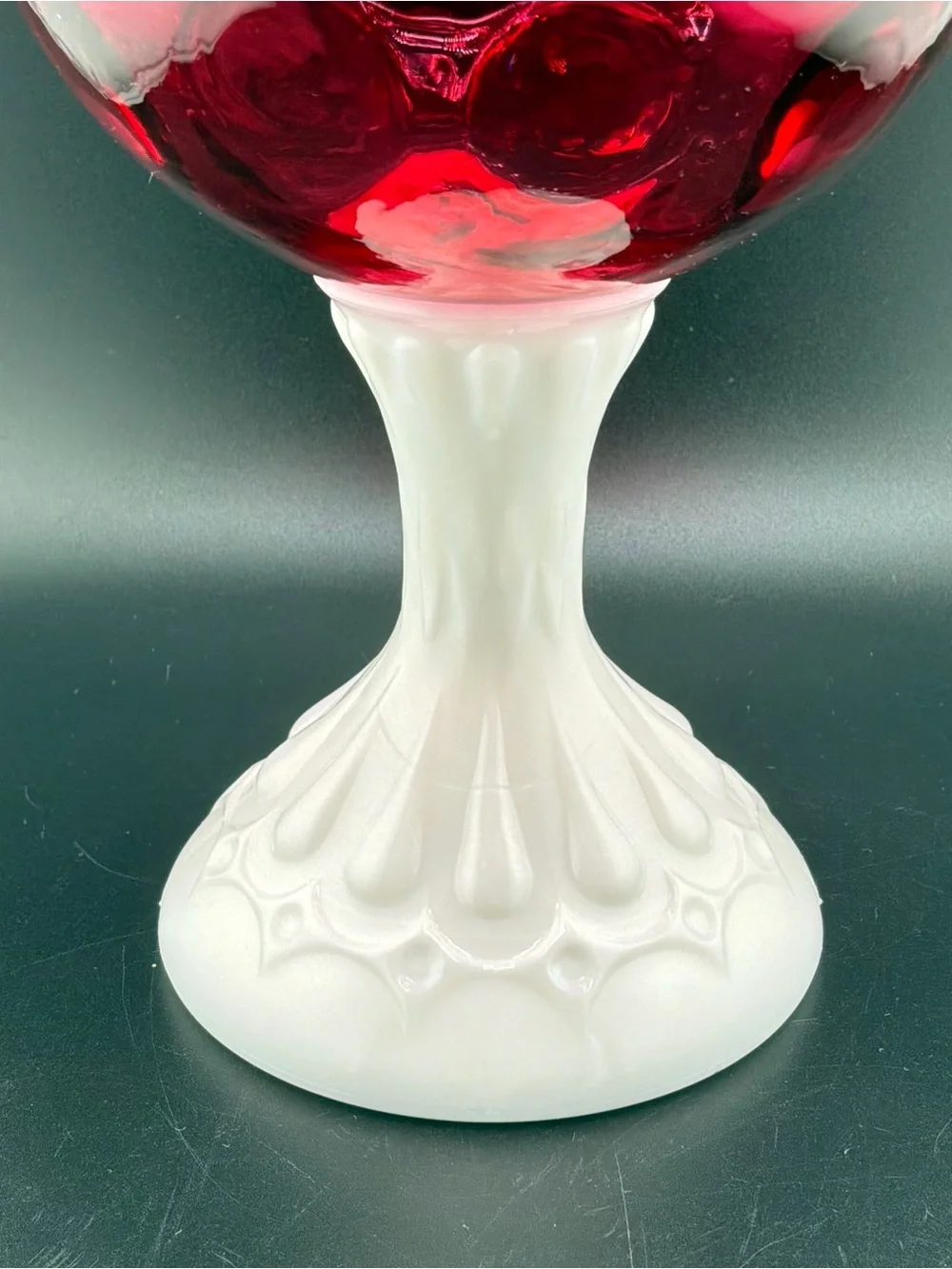 vintage Fenton Art Glass cranberry coin dot ivy ball vase